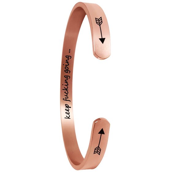 Inspirational Quote Bracelet - Keep Going Motivational Bracelet ROSE GOLD Color - Picture 4 of 4